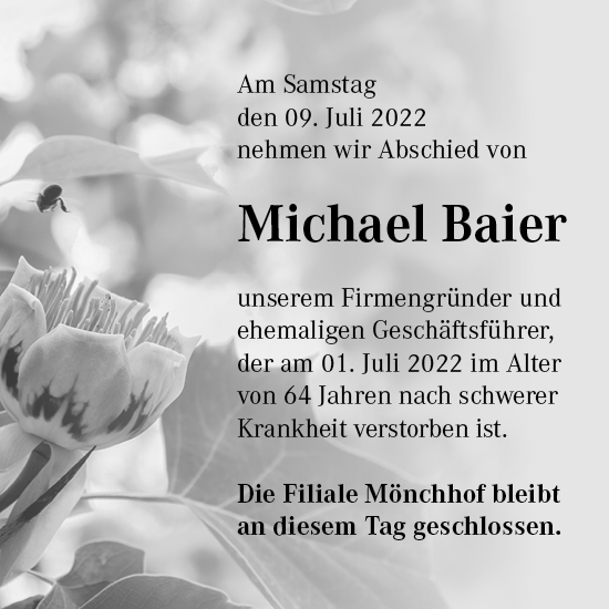Traueranzeige Michael Baier Traueranzeige Michael Baier